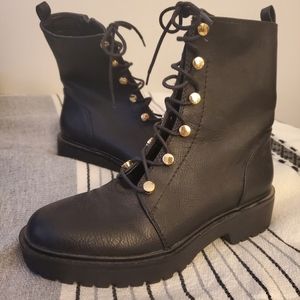 Guess black lace up vegan leather boots